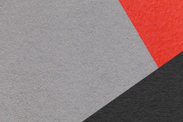 Texture de fond de papier de couleur grise artisanale avec bordure rouge et noire Carton abstrait vintage