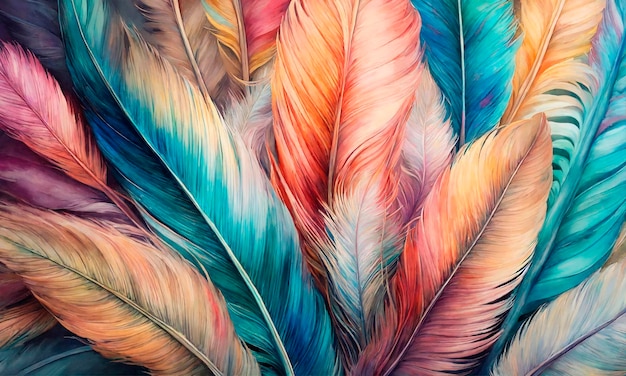 texture de fond avec des plumes pastel mise au point sélective