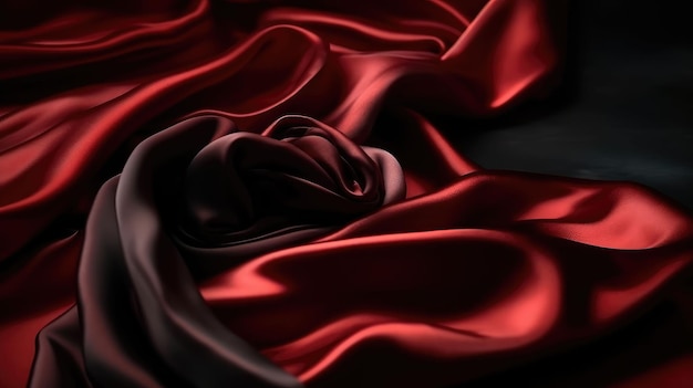 Texture de fond de vagues de tissu rouge Créé avec l'IA générative