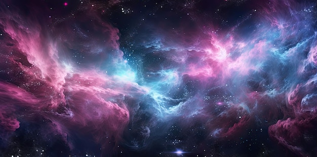 Texture de galaxie avec des étoiles et une belle nébuleuse en arrière-plan dans le style de l'IA générative rose foncé et gris foncé