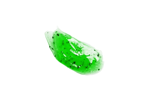 Texture de gel gel cosmétique vert avec des bulles sur un fond blanc isolé le concept de c naturel...