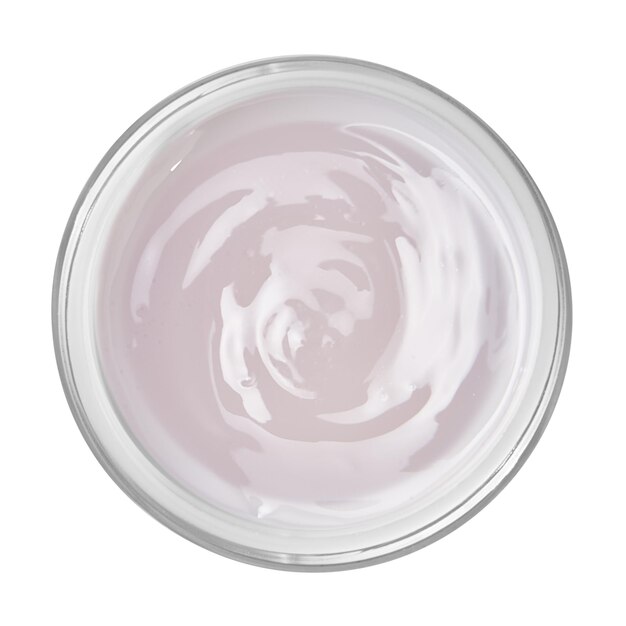 Texture de gel pour les ongles vue de dessus macro shot de vernis à ongles manucure avec mousse de couleur nude pêche scintillante pour les cosmétiques de soins de beauté pour femmes