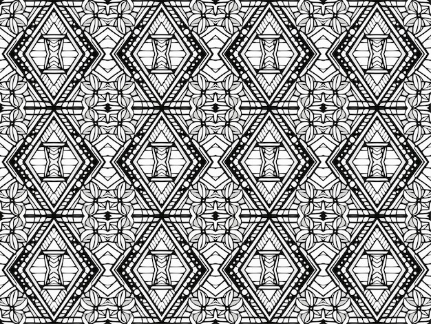 Texture géométrique de mandala tribal noir et blanc