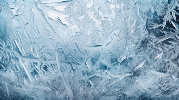 Texture de glace gelée avec fond de cristaux de glace et de flocons de neige généré par l'IA