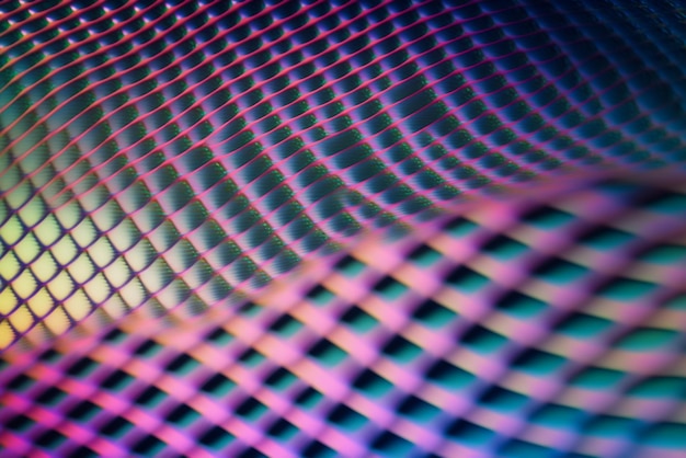 Texture de grille de néon incurvée avec fond d'aberration chromatique hd