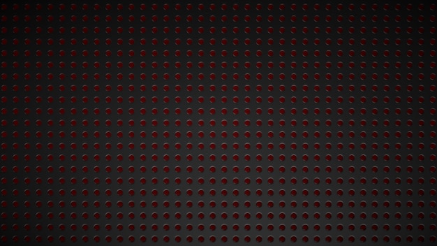 Texture de grille noire avec des creux illuminés en rouge.