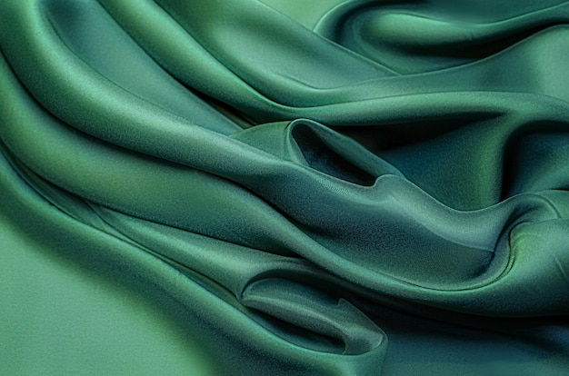 Texture en gros plan de tissu ou de tissu vert ou émeraude naturel de la même couleur. Texture de tissu de coton naturel, de soie ou de laine, ou de matière textile en lin. Fond de toile verte.