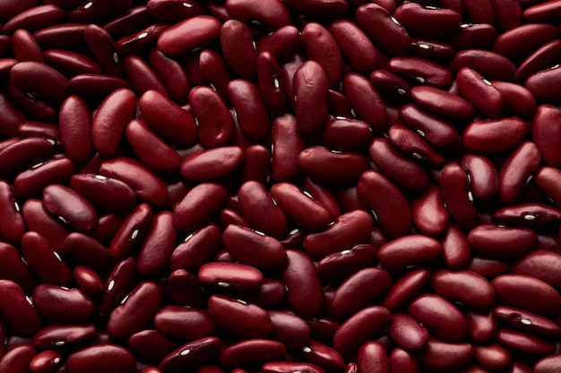 Photo texture de haricots rouges macro comme arrière-plan alimentaire vue de haut