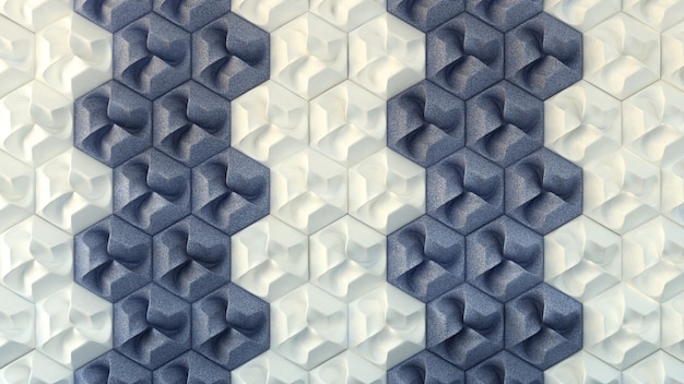 texture intérieure blanche et bleue, modèle sans couture. Illustration 3D, rendu 3D.