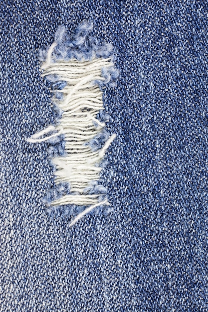 Texture de jeans en denim déchiré bleu