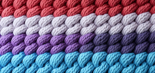 Texture de laine tricotée comme fond de gros plan Motif coloré AI Génératif