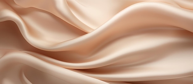 La texture luxueuse du tissu de soie satinée de couleur beige marron clair est astucieusement arrangée pour créer un