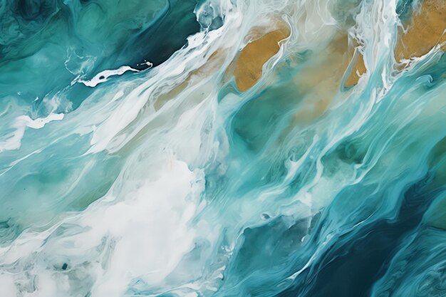 Texture de marbre, vagues de mer, texture de peinture, palette de couleurs bleu vert réalisée avec une IA générative