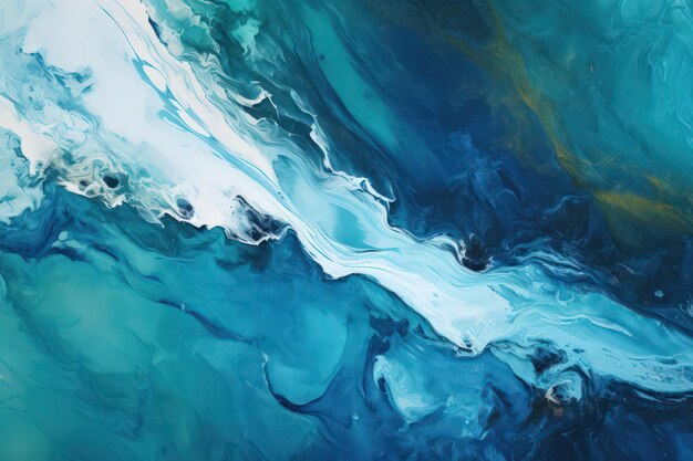 Texture de marbre, vagues de mer, texture de peinture, palette de couleurs bleu vert réalisée avec une IA générative