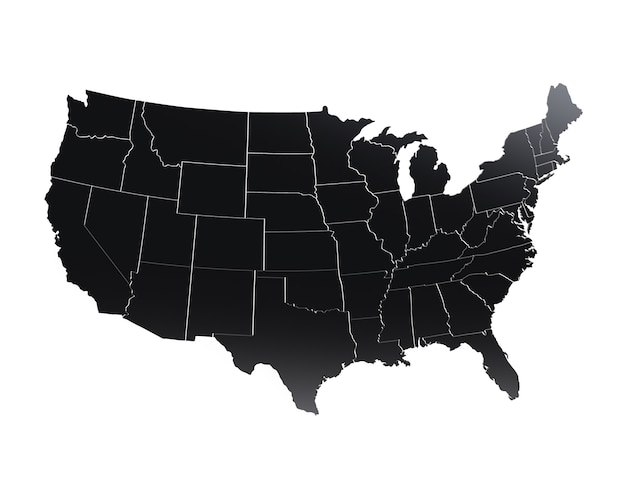 Texture métallique de carte des États-Unis d'Amérique en couleur noire Rendu 3d réaliste du territoire des États-Unis