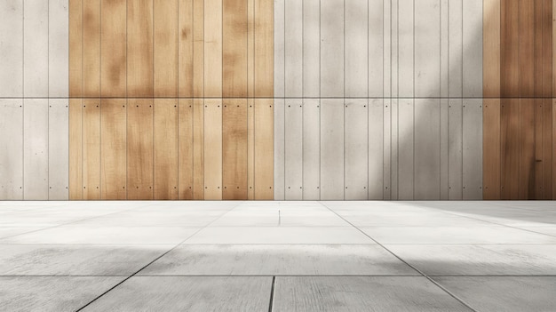 Texture moderne des murs en bois et en béton avec plancher
