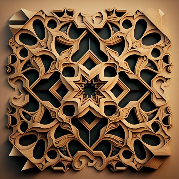 Texture de motif Arabesque géométrique islamique sur le fond de bois décoratif mural