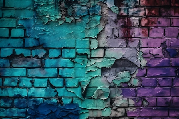 Texture de mur de briques dans la peinture graffiti Réseau neuronal généré par l'IA