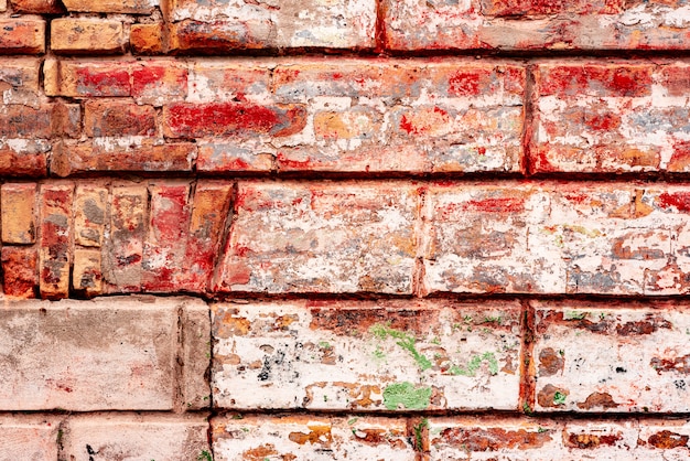 Texture d'un mur de briques avec fond de fissures et rayures