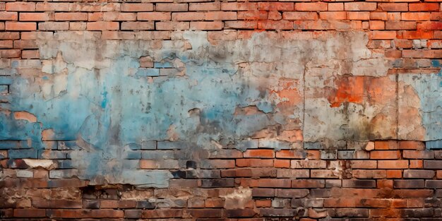texture de mur de briques vieillies révélant les motifs complexes, les fissures et les caractéristiques d'usure