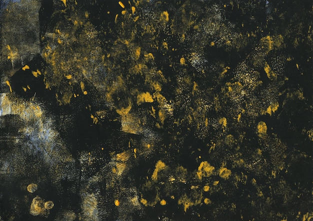 Texture or et noir vintage. Abstrait éclaboussé. Art moderne avec des coups de pinceau de peinture acrylique bronze sur toile de papier foncé