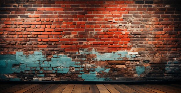 Texture panoramique ancienne mur de briques rouges en ruines image générée par l'IA