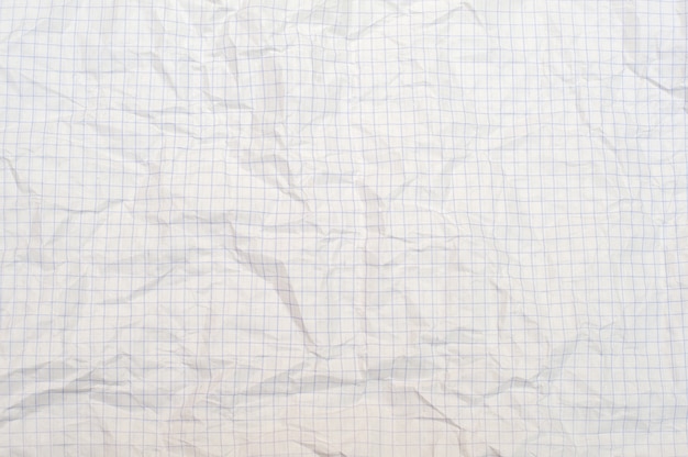 Texture de papier blanc froissé dans une cage, cahier d'école