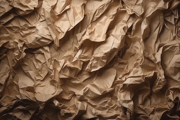 Texture de papier froissé marron généré par l'IA