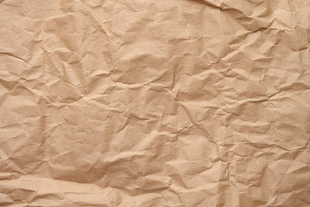 Texture de papier kraft froissé marron plein cadre