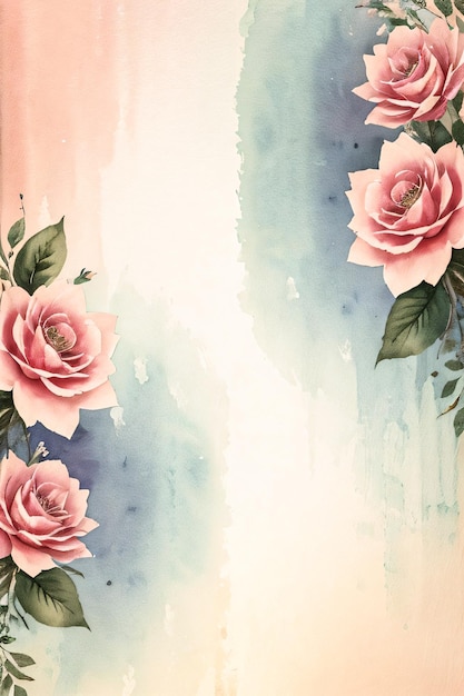 Texture de papier retro vintage avec des fleurs à l'aquarelle