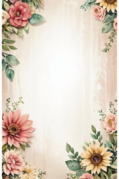 Texture de papier retro vintage avec des fleurs à l'aquarelle