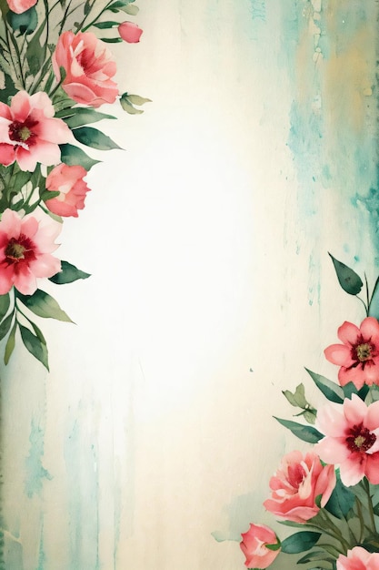 Texture de papier retro vintage avec des fleurs à l'aquarelle