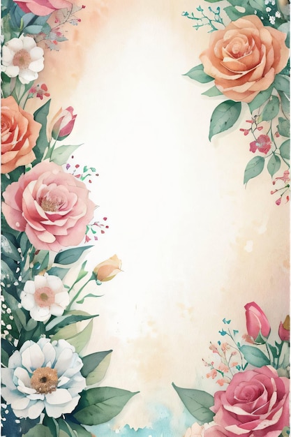 Texture de papier retro vintage avec des fleurs à l'aquarelle