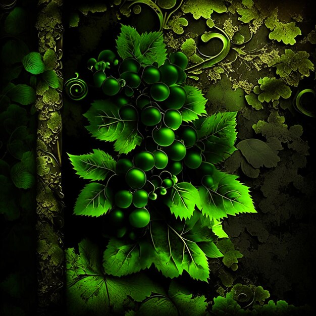 Photo texture de papier vieux fond de raisin noir et vert