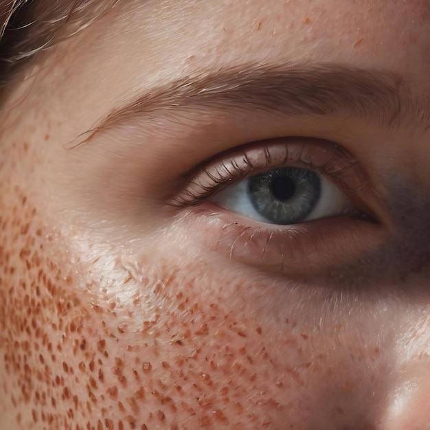 Texture de la peau avec des taches de rousseur