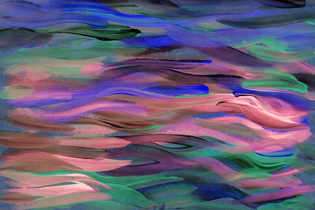 Texture de peinture à l'huile acrylique rose vert violet pittoresque