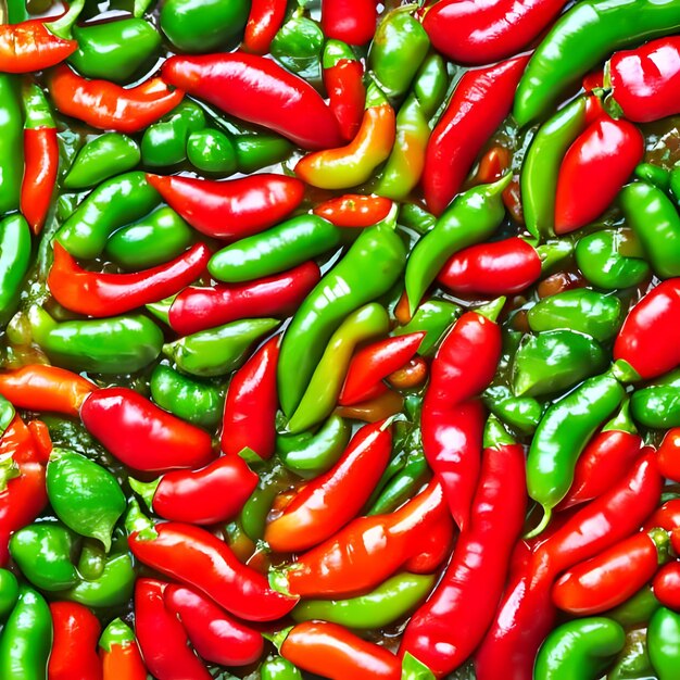 Photo une texture de piments rouges et verts qui sont épicés