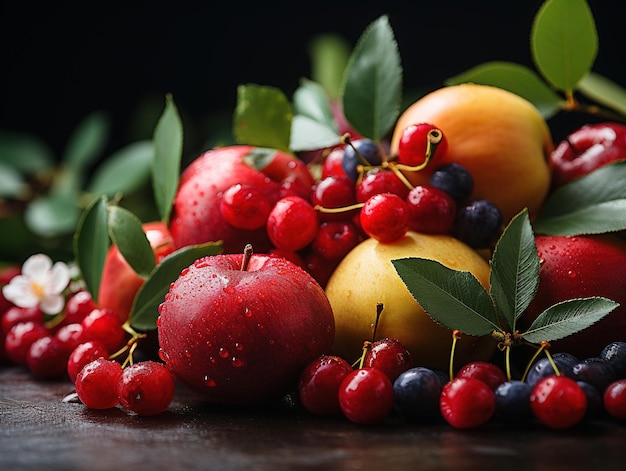 La texture des pommes, des poires et des baies