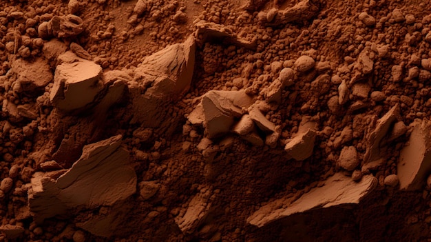 Texture de poudre de cacao sans fond de grumeaux Generative AI