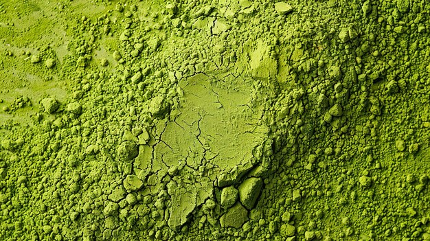 Texture de poudre de matcha verte sur la surface de près