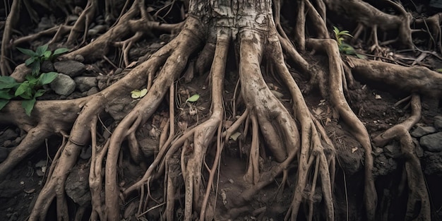 Texture des racines des arbres Illustration réaliste de l'IA générative