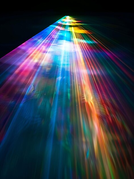 Photo texture rayons d'arc-en-ciel prismatiques mystiques avec lumière multicolore et effet collage d'arrière-plan fx