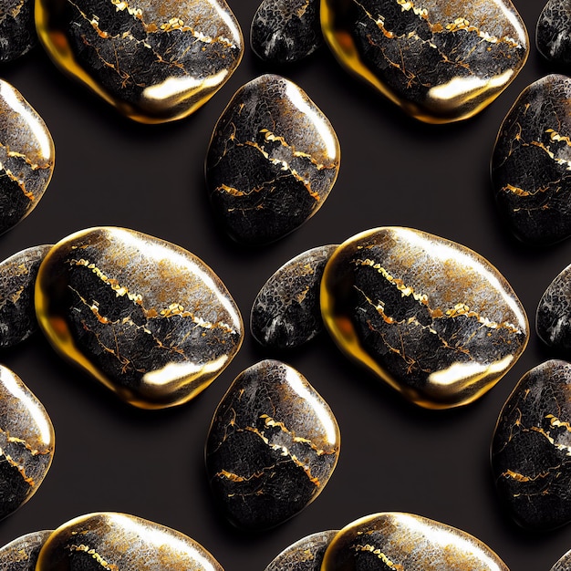 Texture de roche volcanique d'obsidienne tessellée sans couture Design luxueux sans fin Art numérique Tuile Illustration 3D