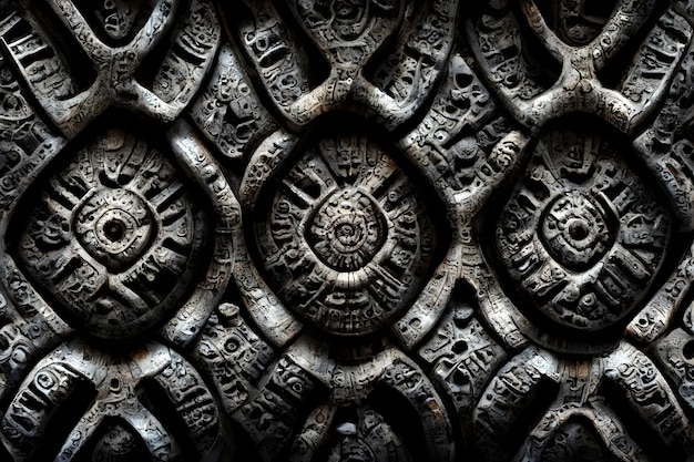 Texture de sculpture sur mur de pierre aztèque antique et art généré par le réseau de neurones d'arrière-plan