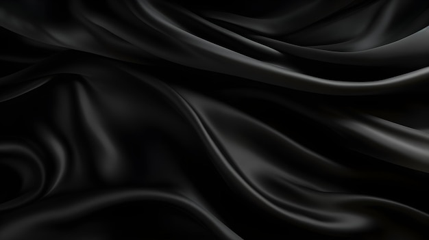 Texture de soie noire avec de belles vagues Arrière-plan élégant pour un produit de luxe