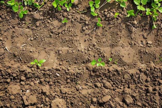 Photo texture de sol fraîchement labouré en arrière-plan saison de jardinage ia générative