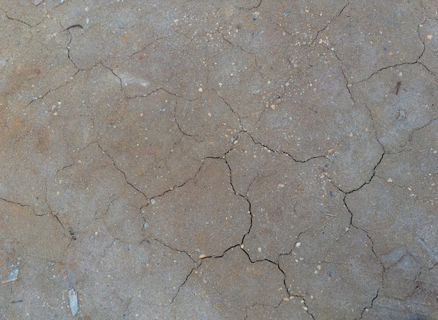 Texture de sol en terre très sèche avec quelques rainures Typique du désert Gros plan