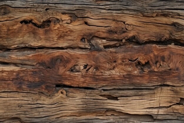 La texture de la surface du vieux bois est brun foncé, de style grunge naturel, généré par l'IA.