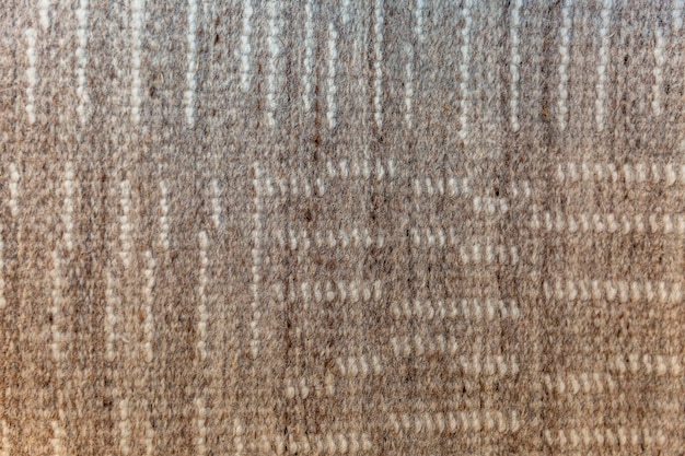 Texture d'un tapis tricoté dans un style rustique Décoration de chambre Gros plan Espace pour le texte