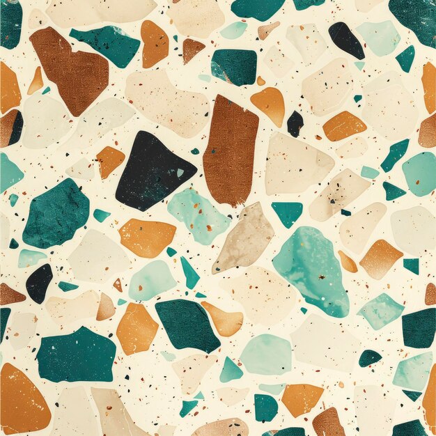 Photo texture en terrazzo avec une palette de couleurs brun turquoise et beige